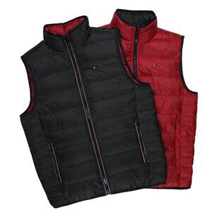 NWT TOMMY HILFIGER Men's Reversible Down Vest Black/Red MSRP $159.00